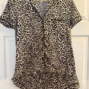 Joyspun Dreamy soft Almond Mimi rocky Leopard Print Button-Up Women's Pajama set